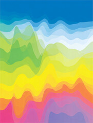 Fototapeta premium Abstract Digital Design Layered Illustration Gradient Modern Mountain Pastel Shapes Wave Nature Vibrant Waves Colorful Environment Landscape Motion Rainbows Rippled Textured Spring Sunset Warm Zen