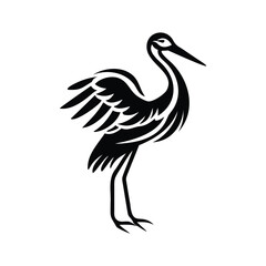 Fototapeta premium Stork Logo - Elegant Bird Carrying Bundle Graphic Design