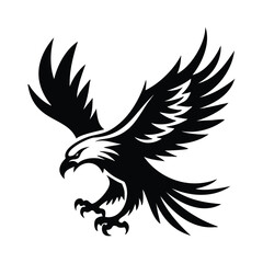 Silhouette of an eagle, silhouette of a flying bird.
