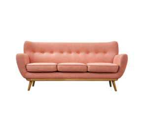 red leather sofa on white background