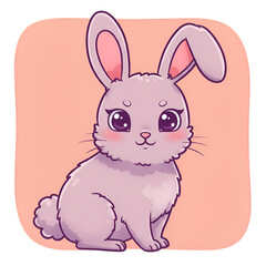 Obraz premium Cartoon Illustration Of A Cute And Happy Rabbit With Pink Ears On Isolated Background