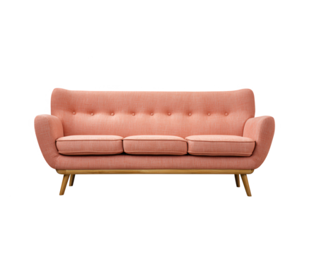 red leather sofa on white background