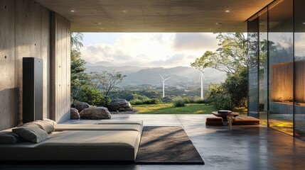 Modern Concrete Home with Panoramic Mountain View