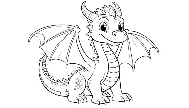 Cute cartoon dragon coloring page (2)