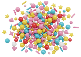 Colorful 3D Illustration of Sprinkles Isolated on Transparent Background