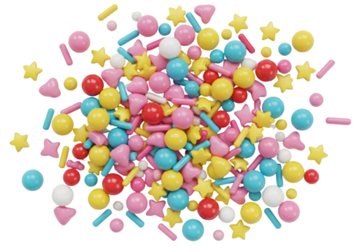 Colorful 3D Illustration of Sprinkles Isolated on Transparent Background