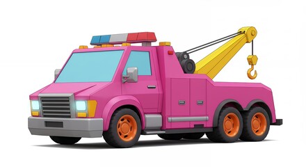 Pink cartoon tow truck design illustration