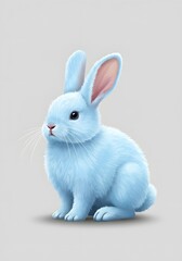 Obraz premium Blue Bunny Illustration on Light Background