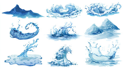 Fototapeta premium Various water shapes. Stock Illustration