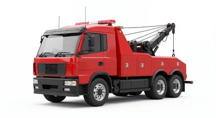 Red tow truck isolated on white
