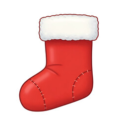 Christmas Red Stocking Illustration Isolated on Transparent Background