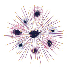 Obraz premium Colorful Fireworks Burst Illustration With Pink Purple And Blue Hues Over Black Background