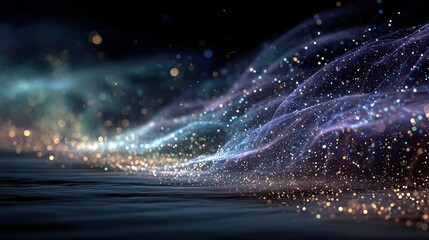 Shiny stars glitter and particles falling and light flare animation new year and christmas social media blue motion background