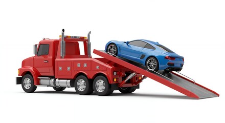Tow truck lifting a car