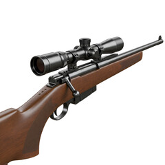 Detailed Realistic Illustration of a Rifle with Scope Isolated on Black Background