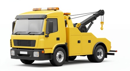 Yellow tow truck isolated on white background