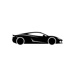 Sleek black sports car silhouette conveying speed, luxury, and modern automotive design, perfect for automotive branding and promotional materials.