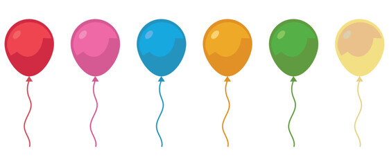 Balloon icon vector set. Birthday,  party balloon sign and symbol. Flying balloon with rope. Icon for celebrate and carnival. Vector illustration. © Icon Store