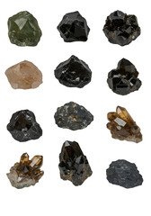 Collection Of Crystals Isolated On Transparent Background A Realistic Image With Varying Brown And Green Colors