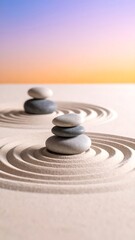 Calm stones on sand mandala