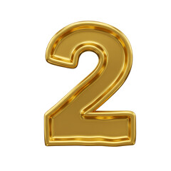 Gold Number Two Isolated On Black Background Elegant Metallic Digit
