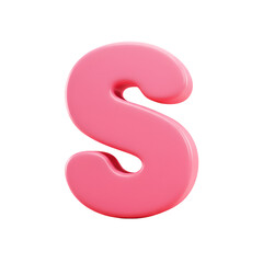 Naklejka premium Glossy Pink Letter S on a Transparent Background Illustration