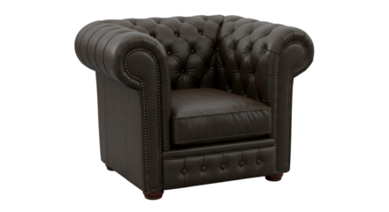 Classic Brown Leather Armchair Isolated On Transparent Background Photo