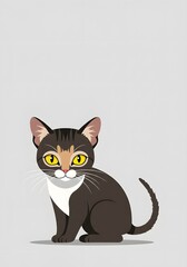 Obraz premium Cute Cartoon Cat Illustration on White Background