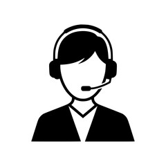 customer service representative icon , a person with headset and microphone minimalist icon