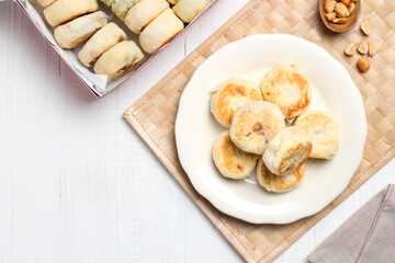 Bakpia pathok or bakpia pathuk. round shaped indonesian sweet rolls. originated from yogyakarta, indonesia.