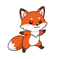 Obraz premium Cute Cartoon Fox Illustration In Orange And White Isolated On Transparent Background
