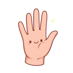 Cute Cartoon Hand with Happy Face and Sparkles Transparent Illustration