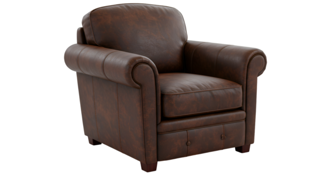 Classic Leather Armchair Isolated on a Transparent Background 3d Render