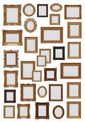 Collection Of Gold And Brown Vintage Frames On Black Background Illustration