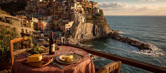 Romantic italian cliffside dining experience overlooking the mediterranean sea