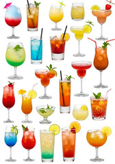 Collection Of Various Cocktails Isolated On A Transparent Background Photo