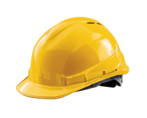 Yellow safety helmet isolated on transparent white background  
