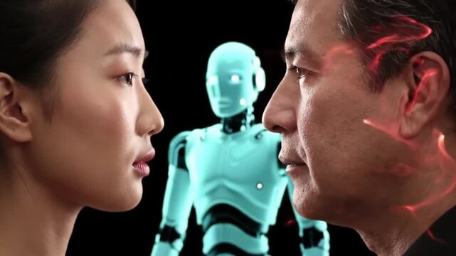 AI whisperer calms unstable bot with glowing vocal resonance