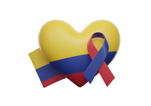 Colombia Flag Heart Shape 3D Render Illustration on Transparent Background - Powered by Adobe