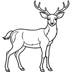 Line art of a majestic deer with antlers standing proudly