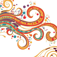 Colorful Abstract Illustration with Swirls and Ornate Decorative Design