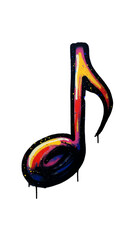 Colorful Abstract Music Note Illustration Against Black Isolated Background