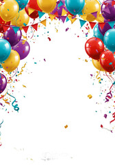 Colorful Balloons and Festive Decorations on Transparent Background Illustration