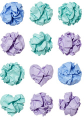 Colorful Crumpled Paper Balls Abstract Arrangement Isolated On Transparent Background