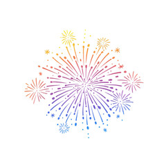 Colorful Fireworks Burst Illustration On Black Isolated Transparent Background