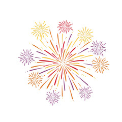 Colorful Fireworks Display Against Black Isolated Background Illustration