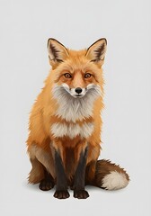 Obraz premium Stylized Fox Illustration: Sitting Portrait on White Background