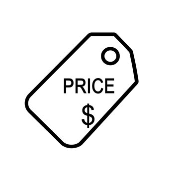 recommend clip art: Simple line art of a price tag with dollar sign