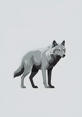 Fototapeta premium Stylized Gray Wolf Illustration on White Background