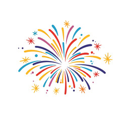 Colorful Fireworks Illustration On A Black Transparent Background